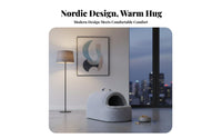 Heated Pet Den Automatic Heating Heated Feline Cave Private and Snug Pet House for Felines, Small Dogs, Cold Weather, Indoors, Living Room