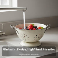Metal Fruit Strainer Rust-Resistant Kitchen Draining Basket Perforated Food Basket Versatile Draining Bowl with Handles
