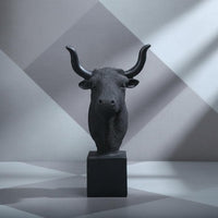 Bull Head Statue Housewarming Gift Bull Head Bust Hand-Painted for Living Room