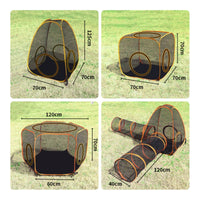 Pet Tunnel Pen Black Panels Foldable Pet Enclosure Outdoor for Small Pets