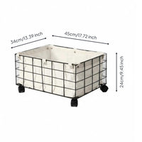 Rectangular Wire Basket Swivel Casters Metal Wire Storage Basket Removable Liner Household Organizer for Organizing Toys, Miscellaneous Goods