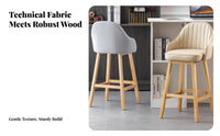 Upholstered High Stool with Backrest Minimalist Design Counter Chair Padded Seat