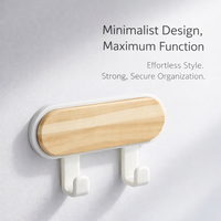 Bathroom and Bedroom Wooden Wall Mounted Hanging Hook for Students, No-Drill Round Design for Damage-Free Use, Heavy Duty Door Back