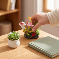 Mermaid Figurine with Artificial Plant Resin Mermaid Ornament Carved Artificial Seaweed for Desktop