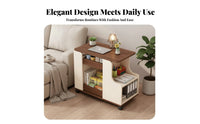 Elevating Top End Table Space Saving Design Rolling Sofa Side Table Versatile Swivel Top Storage Cart for Students, Adults, Living Room, Bedroom