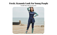 3 Pieces Full Coverage Bathing Suit Sun Protection Long Sleeve Water Shirt with Leggings women's Surfing Suit Plus Size