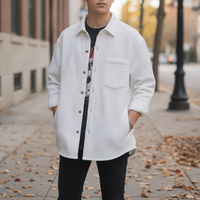 Men's Waffle Knit Long Sleeve Casual Shirt Jacket