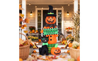 Inflatable Black Cat and Pumpkin Outdoor Inflatable Pumpkin with Cat Festive Yard Decoration Cute for Lawn, Porch