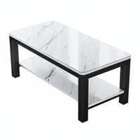 Two-Tier Rectangular Table Modern Minimalist Aesthetic 2-Tier Rectangular Table Double-Layer Layout for Home Use Room Furniture for Office Workers