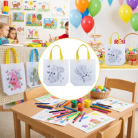 Easter Double-Sided Coloring Tote Bag DIY Craft Project - Easter Bunny Non-Woven Graffiti Bag for Preschoolers | Easter Party Favors & Kids' Creativity Development