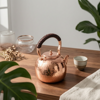 Hammered Copper Kettle Polished Copper Teapot Handcrafted Kettle with Lid for Tea Lovers, Collectors