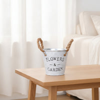 Whitewashed Planter Planter with Rope Handles Vintage Metal Planter Planter Rustic Decorative Flowerpot Farmhouse for Indoor Display, Balcony
