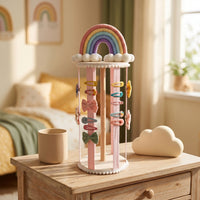Hair Clip Storage Rack Tabletop Hair Clip Stand Barrette Holder Rainbow Pastel for Girls, Nursery, Bedroom