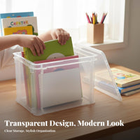 Clear Book Bin sturdy Stackable Clear Book Crate Easy to Clean for Study Room