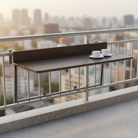 Balcony Railing Hanging Table Space-Saving Folding Balcony Table Multi-Functional Adjustable Hanging Desk for Small Areas