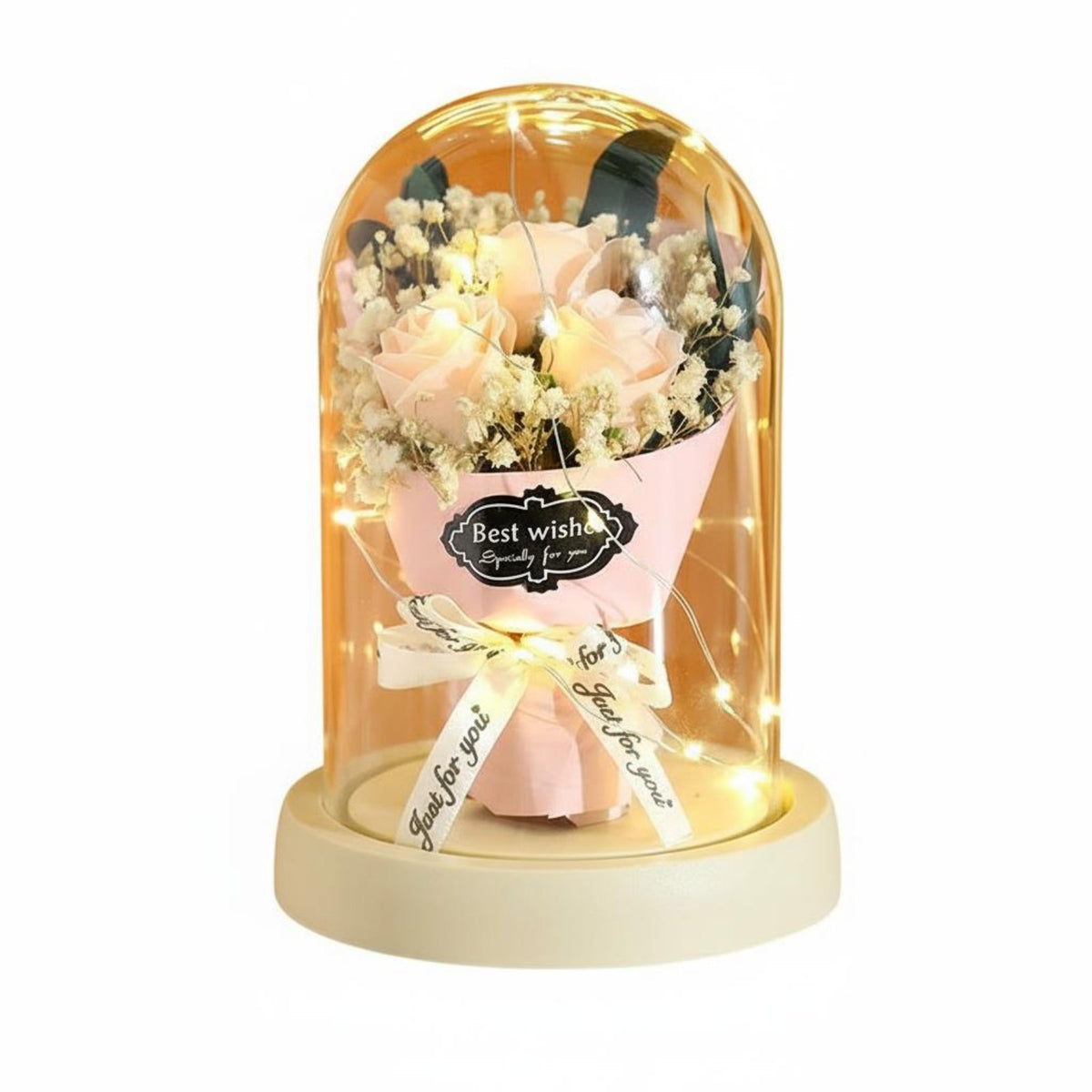 Soap Blossom Glass Dome Romantic Gift Dome Elegant Design for Women