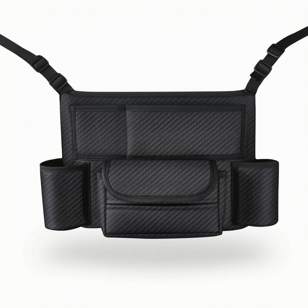 Adjustable Center Console Organizer Hanging Car Purse Holder Easy to Install Car Storage Bag with Pockets Leather for Drivers, Commuters