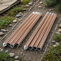 Wood-Grain Tarp Pole with Carrying Bag Compact Segmented Tent Pole Portable Canopy Poles Long-Lasting for Campers