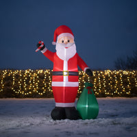 Inflatable Santa Santa Figure with Gift Sack Standing Giant Inflatable Santa Holiday Decor Outdoor Festive for Yard, Garden