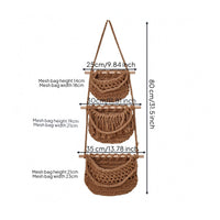 Cotton Rope Fruit Basket Boho Decor Three-Tier Hanging Basket Easy to Mount