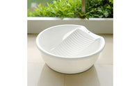 Plastic Wash Basin with Rubbing Board Round Wash Basin with Washboard Shallow Laundry Tub with Washboard Compact for Students, Parents, Bathrooms, Dorm Rooms, Apartments