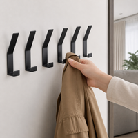 Black Aluminium Wall Hooks, Heavy Duty Screw-Mount Towel Hook for Bathroom, Kitchen & Entryway Robe Hooks, Matte Finish Single Coat Hooks