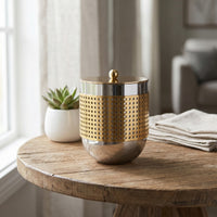 Metal Canister with Knob Sturdy Container Sealed for Vanity, Coffee Table