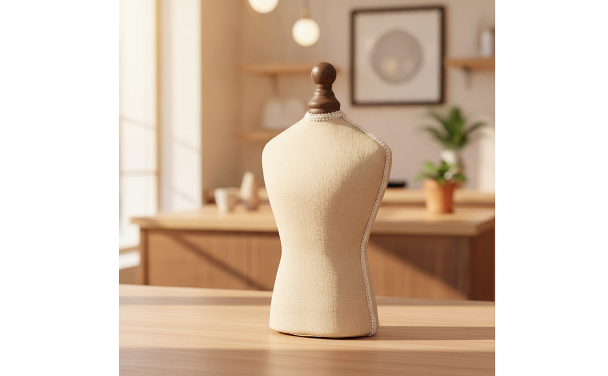 Necklace Display Bust Beige Linen Necklace Bust Elegant Pendant Display Stand Jewelers, Vendors, Boutiques