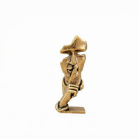 Abstract Human Sculpture Compact Brass Figurine Flat Base