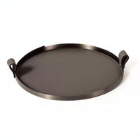 Tray with Handles Low-Profile Round Metal Tray Sleek for Coffee Table