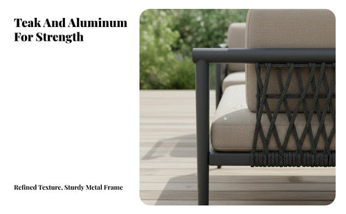 4 Pieces Weather-Resistant 4-Piece Sofa Group durable Wood Frame Outdoor Furniture Low Maintenance Patio Set sturdyDuty Construction for Hotel Owners, Entertainers, Terrace, Backyard, Balcony, waterside