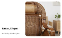 Highspine Rattan Chair Natural Aesthetic Woven Rattan Armchair Supportive spinerest artisanal Design for Adults, Bedroom, Study