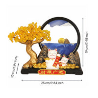 Prosperity Tree Figurine Decor Wealth and Prosperity Money Tree Figurine Good Luck Welcoming Cat Ornament Statue for Office, Shop Opening