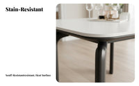 Sintered Stone Top Rectangular Table with Elephant Legs Modern Minimalist aesthetic Dining Furniture French Retro Influence Space-Saving for Small Apartment Dwellers, Families, Homeowners, Home, Kitchen, breakfast corner