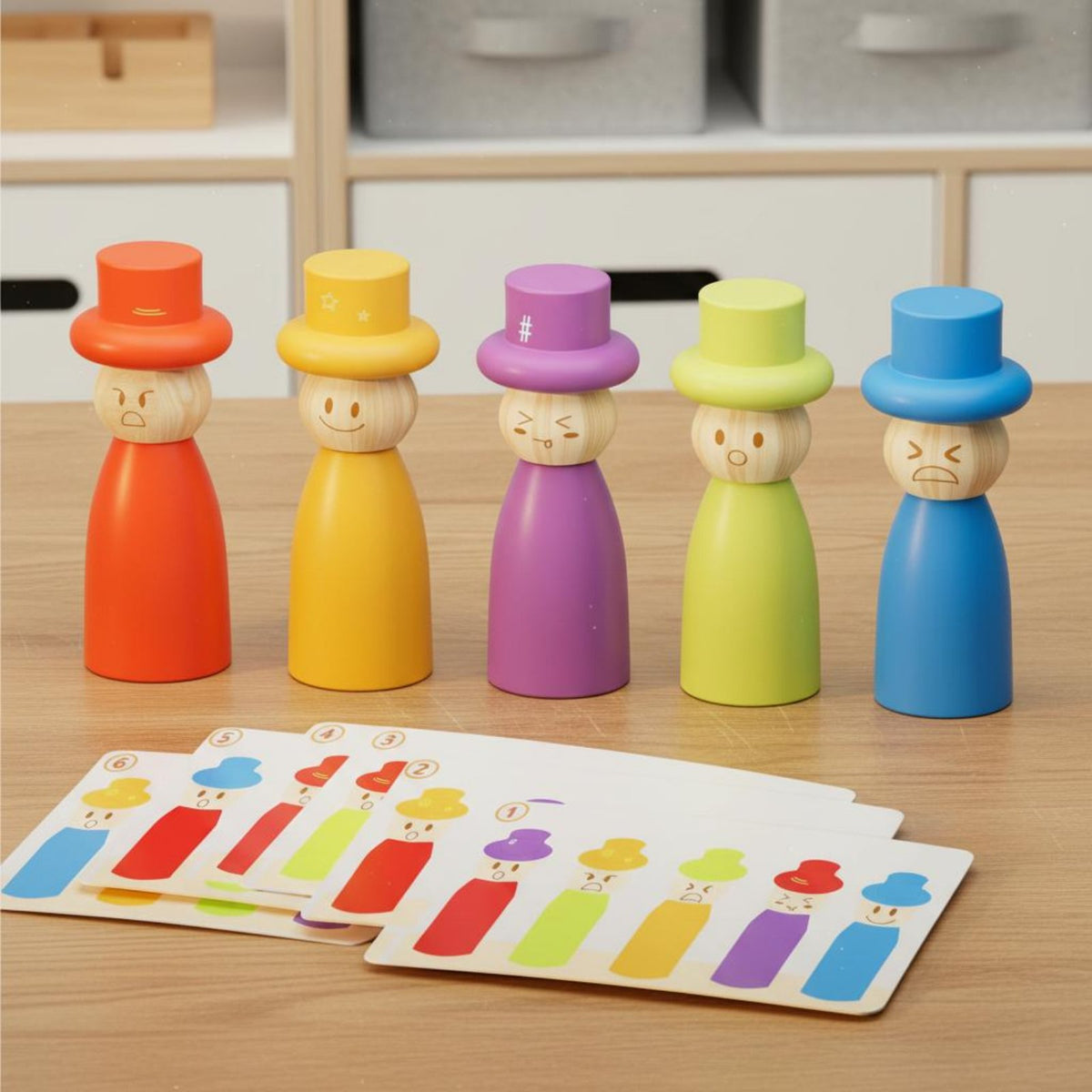 Emotion Sorting Toy Brightly Colored Color Shape Assembling Toy Color Matching Game Safe for Children Wooden Shape Sorting Game