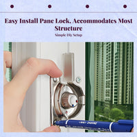 Pane Lock, Sliding Pane Lock, Curved Sash Lock, Aluminum Alloy Security Latch, kid protection, Easy Installation, for Sliding Doors and panes, Home, Office
