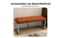 Tufted Entryway Stool Comfortable Seat Pad Button-Tufted Ottoman Versatile Versatile Use for Families, Adults, Bedroom
