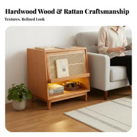 Rattan Nightstand Ample Storage Rattan Drawer Side Cabinet Easy to Assemble