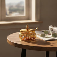 Glass Jar with Spoon Decorative Sugar Bowl with Lid Gleaming for Home Cooks