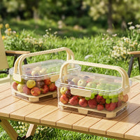 2-Pack Lunch Box, 2200ml Snack Box with Compartments and Carry Handle, Leak-Proof Meal Prep Boxes with Ice Pack for Camping & Outdoor