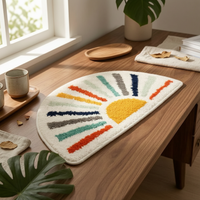 Semicircular Bath Mat Faux Cashmere Semi-Circular Bath Mat Dot Backing