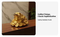 Good Fortune Gift Golden Chan Wealth Ornament Auspicious Symbol Chinese Auspicious Toad Statue Traditional Design for Business Opening, Shop