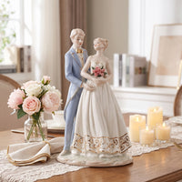 Bride and Groom Figurine Elegant Sculpture Charming for Engagement Party