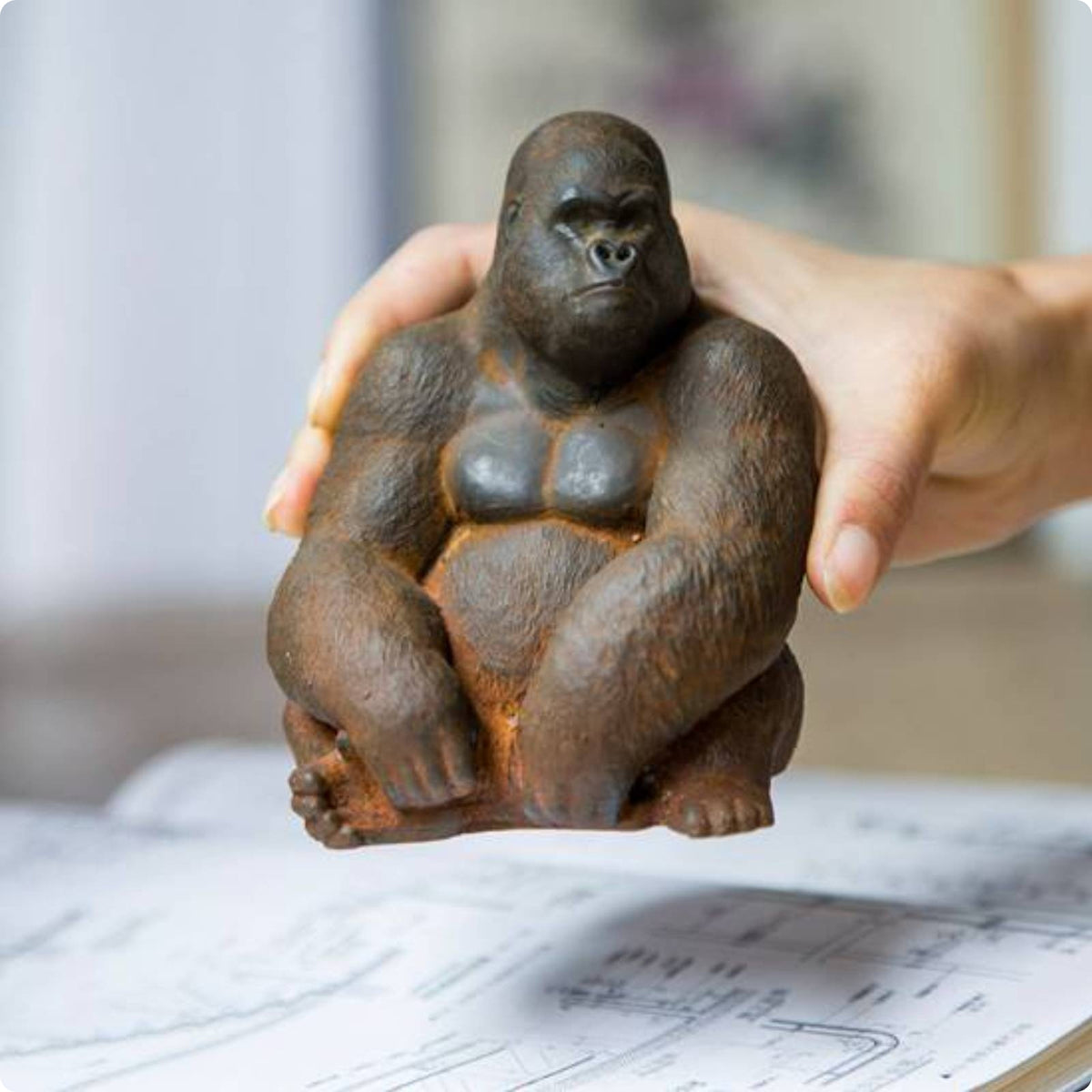 Seated Gorilla Statue Rust Finish Gorilla Figurine Retro Distressed