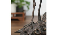 Brass Crane Figurine Gift Idea Crane Statue Elegant Design Bird Sculpture for Office, Living Room