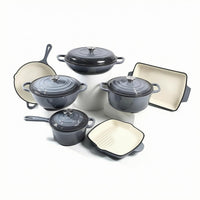 7 Pieces Cast Iron Cookware Set Even Heating Enameled Cast Iron Cookware Set Stovetop Cooking