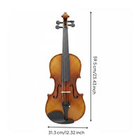 Handmade Craftsmanship Natural Finish Violin Good Sound Quality Solid Wood Violin Hand Carved Quiet Practice for Beginners