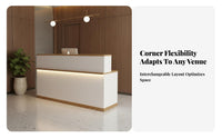 Reception Desk Wall Cabinet Set Scratch Resistant Bar Counter with Display Shelf Easy to Tidy Shop Checkout Counter for Hotel Lobby, Office