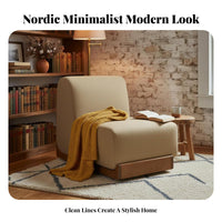 Upholstered Wood Frame Armchair Nordic Design Single Sofa Textured Upholstery Breathable Fabric for Readers, Living Room, Office