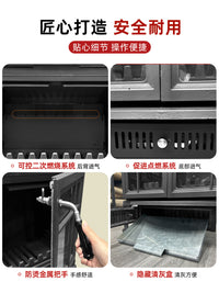 家用烧木柴铸铁真火壁炉农村冬天民宿别墅客厅室内取暖炉烧柴火炉